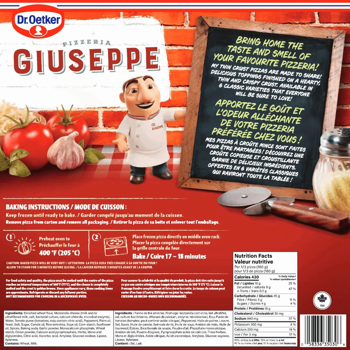 Dr. Oetker Giuseppe Pizzeria Thin Crust Pepperoni Pizza, 480 g