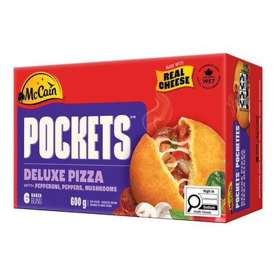 McCain Frozen Deluxe Pizza Pockets, 6 × 100 g