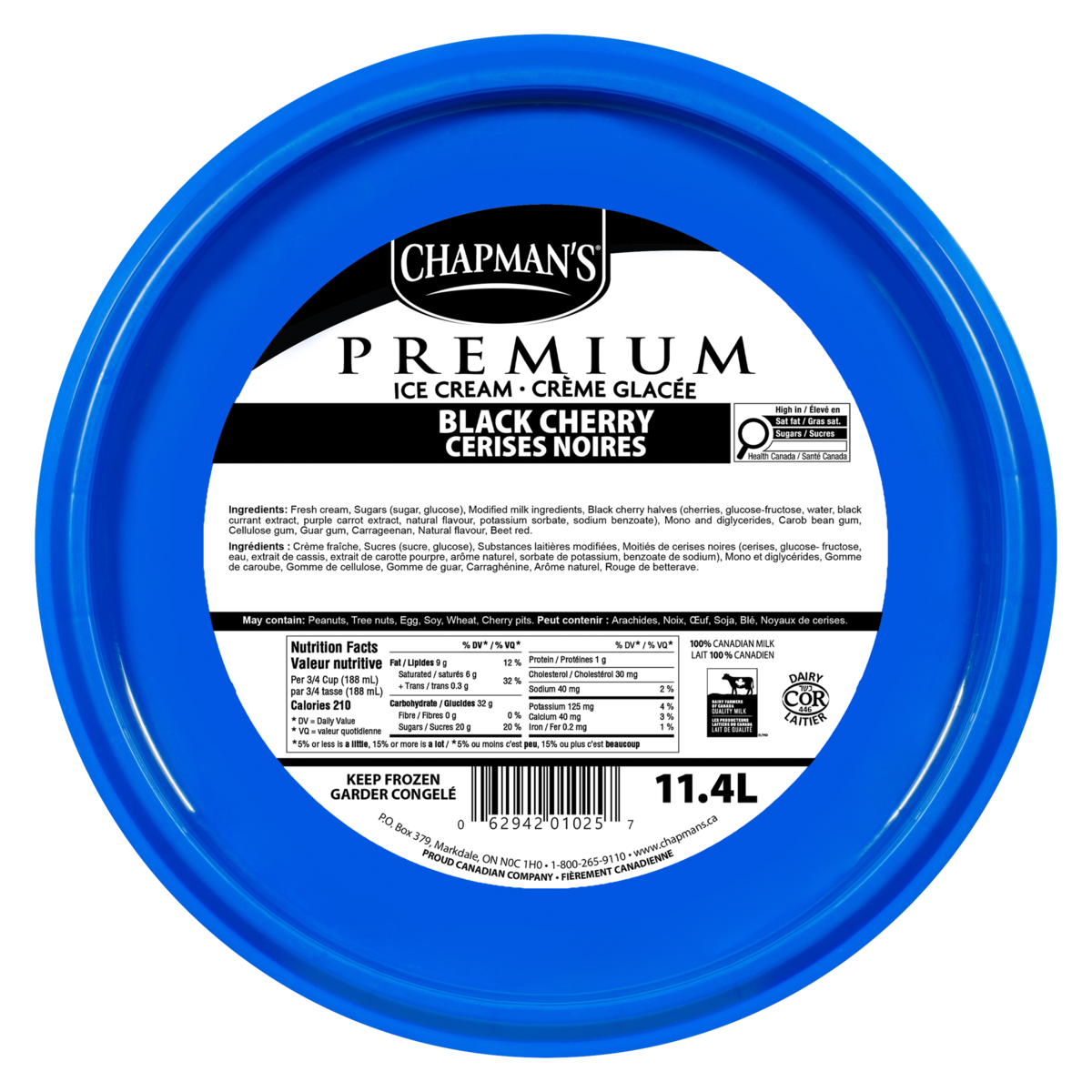 Chapman's Premium Black Cherry Ice Cream, 11.4 L