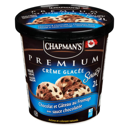 Chapman's Premium Chocolate & Cheesecake with Chocolate Saucy Spots Ice Cream Tub, 2 L