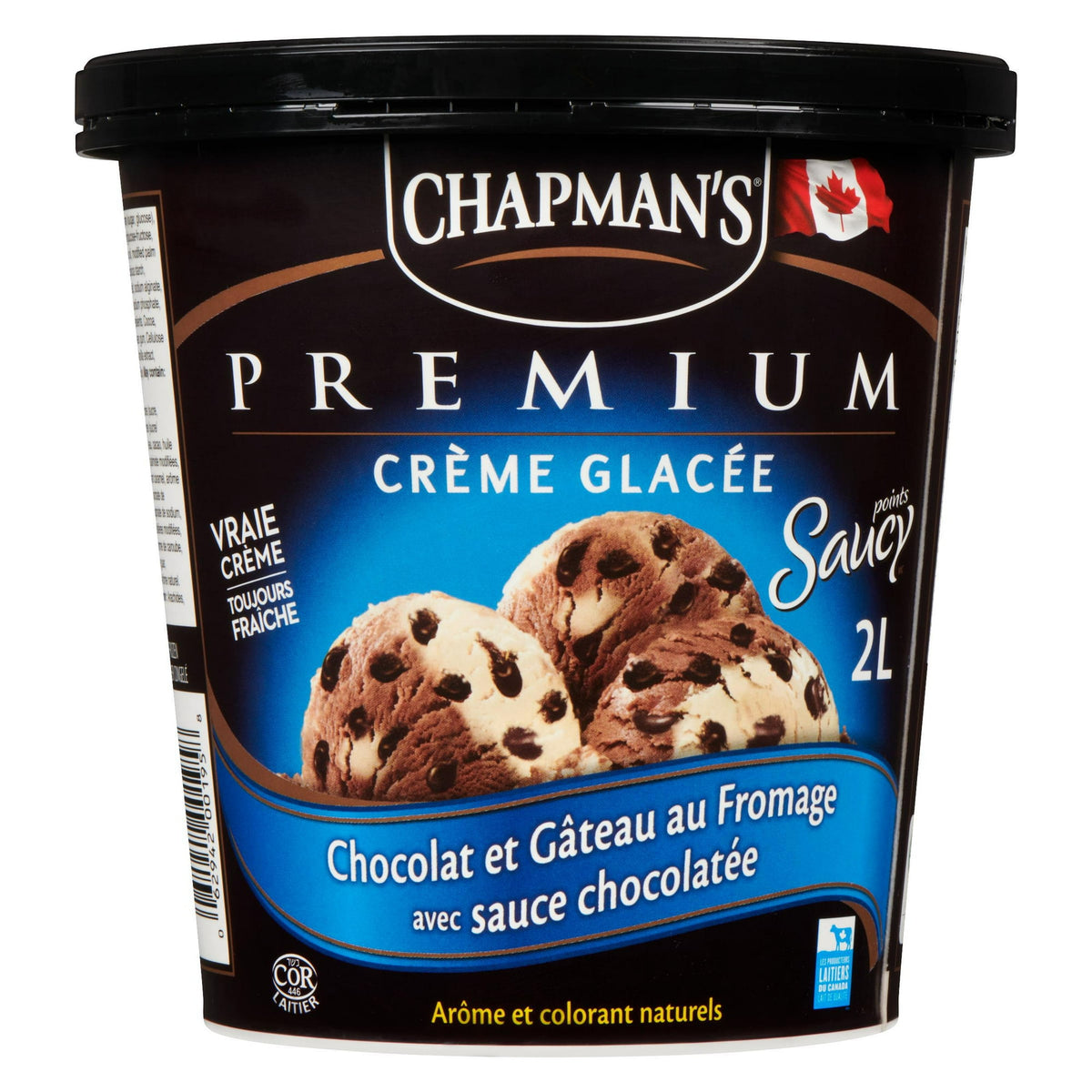 Chapman's Premium Chocolate & Cheesecake with Chocolate Saucy Spots Ice Cream Tub, 2 L