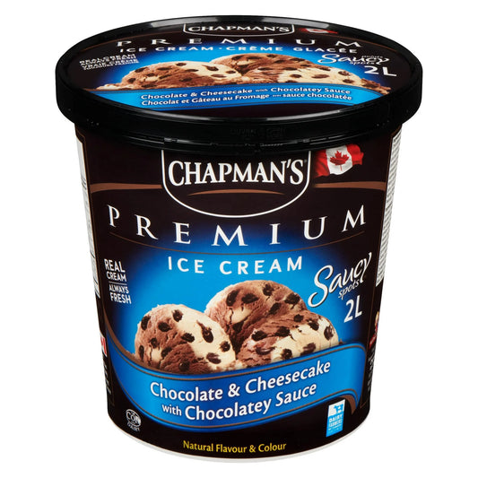 Chapman's Premium Chocolate & Cheesecake with Chocolate Saucy Spots Ice Cream Tub, 2 L