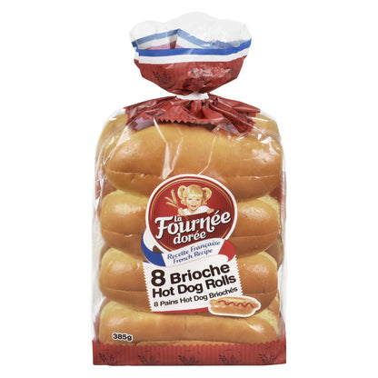 La Fournée Dorée Brioche Hot Dog Buns, 8 Count, 385 g