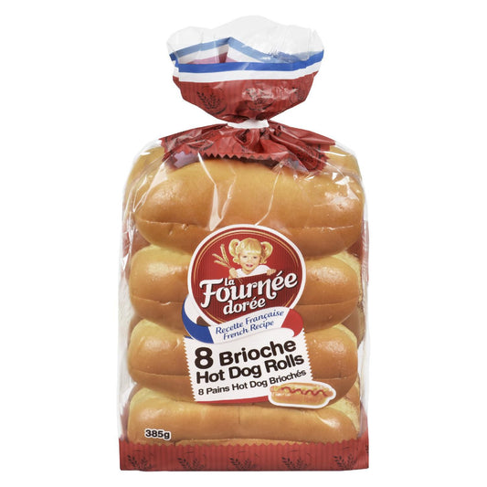 La Fournée Dorée Brioche Hot Dog Buns, 8 Count, 385 g
