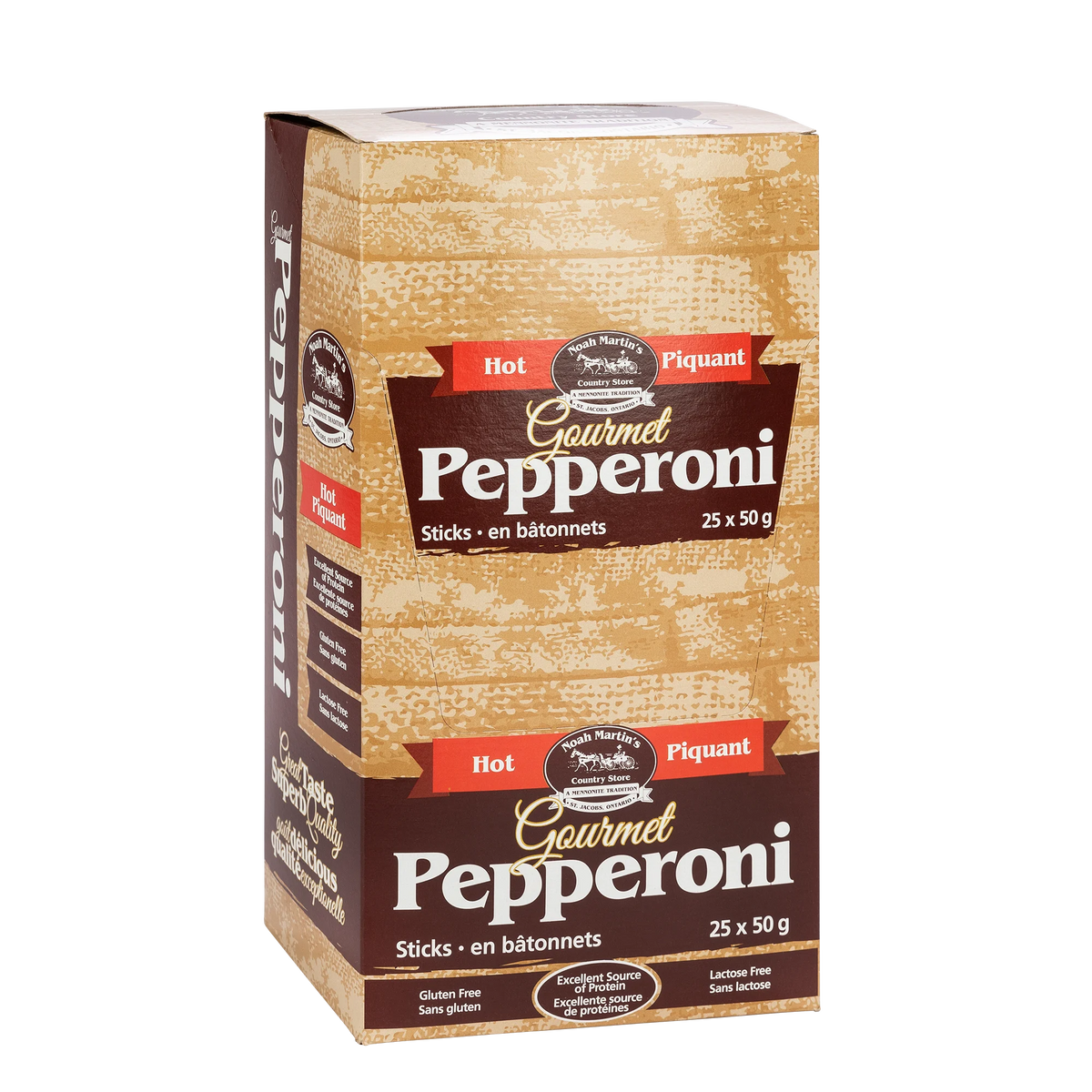 Noah Martin's Gourmet Hot Pepperoni Sticks, 25 × 50 g