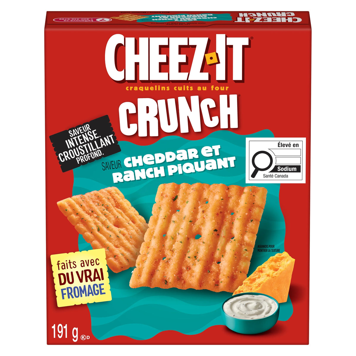 Cheez-It Crunch Zesty Cheddar Ranch Baked Snack Crackers, 191 g