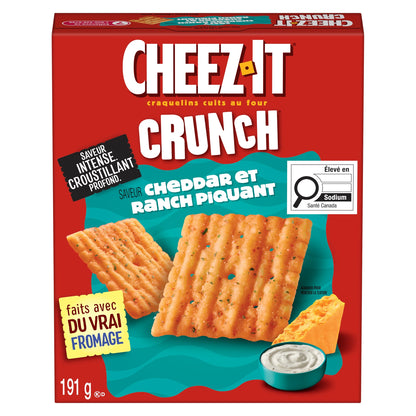Cheez-It Crunch Zesty Cheddar Ranch Baked Snack Crackers, 191 g