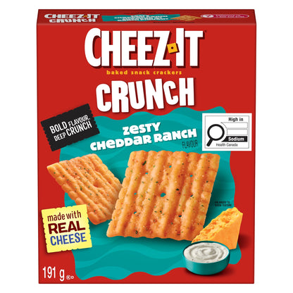 Cheez-It Crunch Zesty Cheddar Ranch Baked Snack Crackers, 191 g