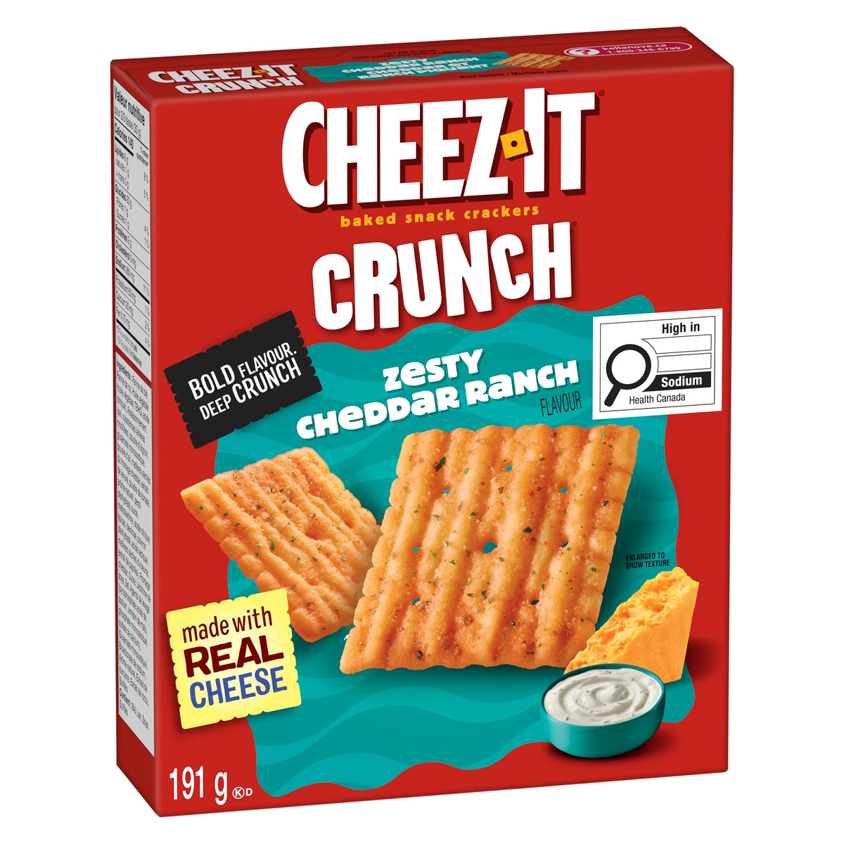 Cheez-It Crunch Zesty Cheddar Ranch Baked Snack Crackers, 191 g