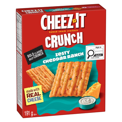 Cheez-It Crunch Zesty Cheddar Ranch Baked Snack Crackers, 191 g