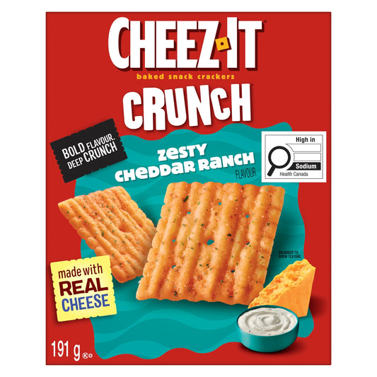 Cheez-It Crunch Zesty Cheddar Ranch Baked Snack Crackers, 191 g