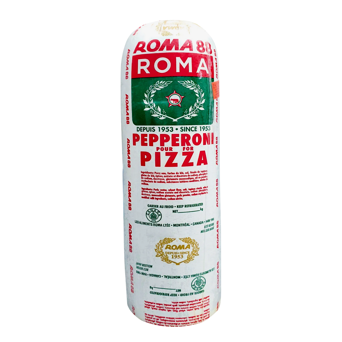 Roma Pepperoni Mini “88” 4-in Half, 2.2 kg average weight
