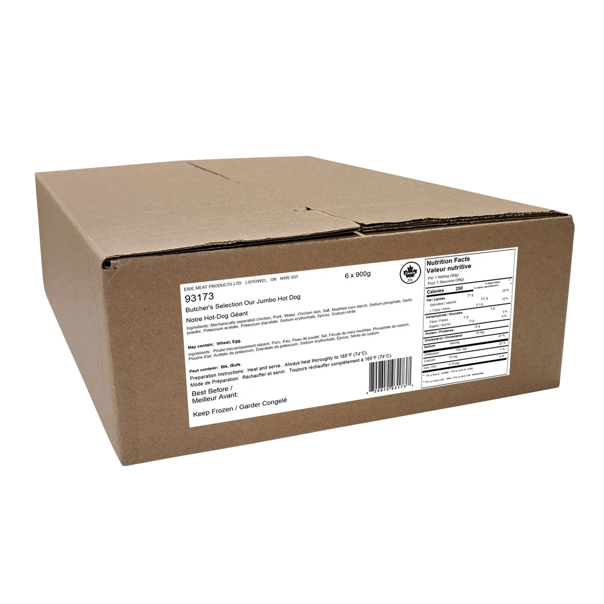 Butcher's Selection 7 inch Hot Dog, 60 × 90 g