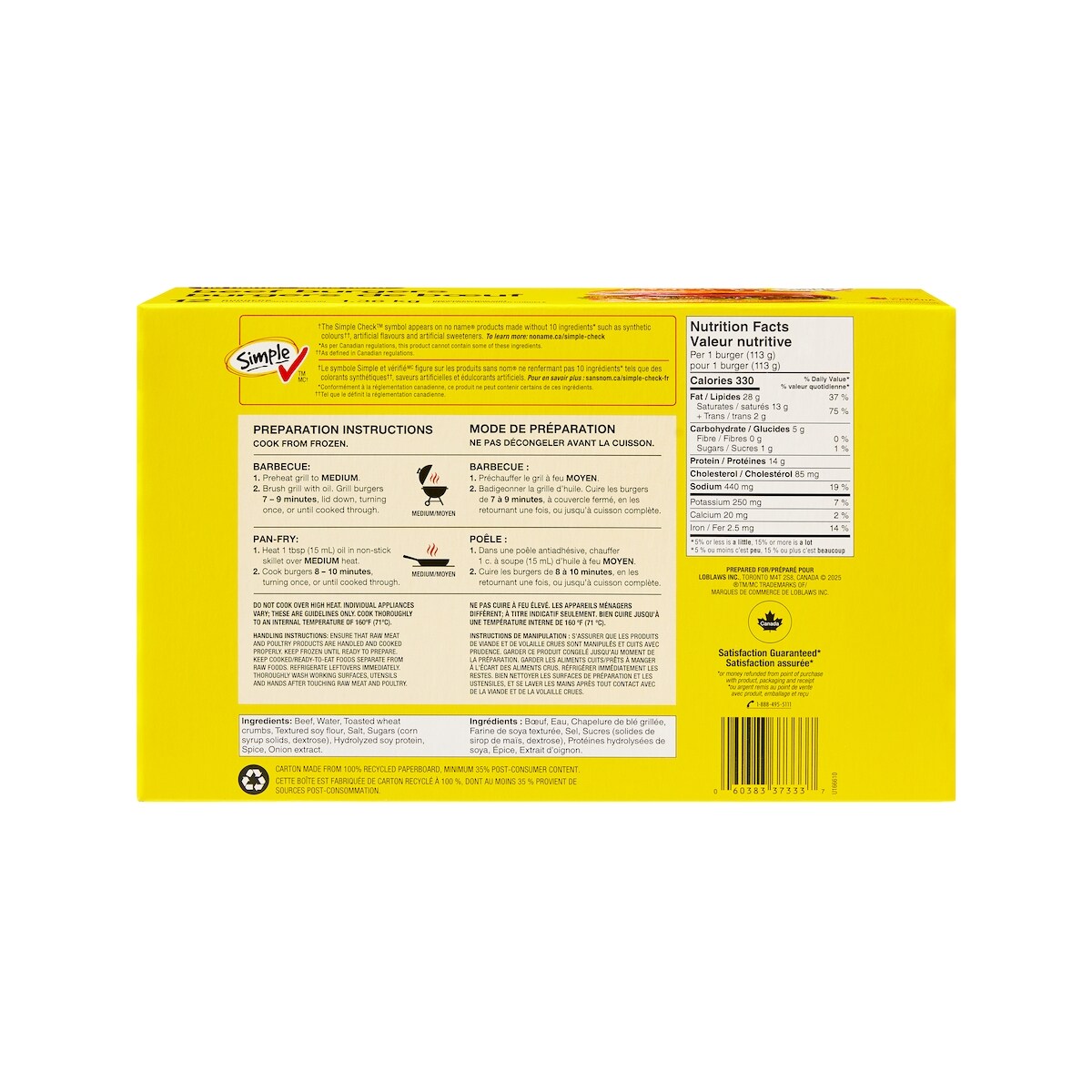 No Name Beef Burgers, 1.36 kg