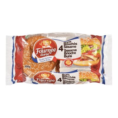 La Fournée Dorée Brioche Sesame Burger Buns, 4 count