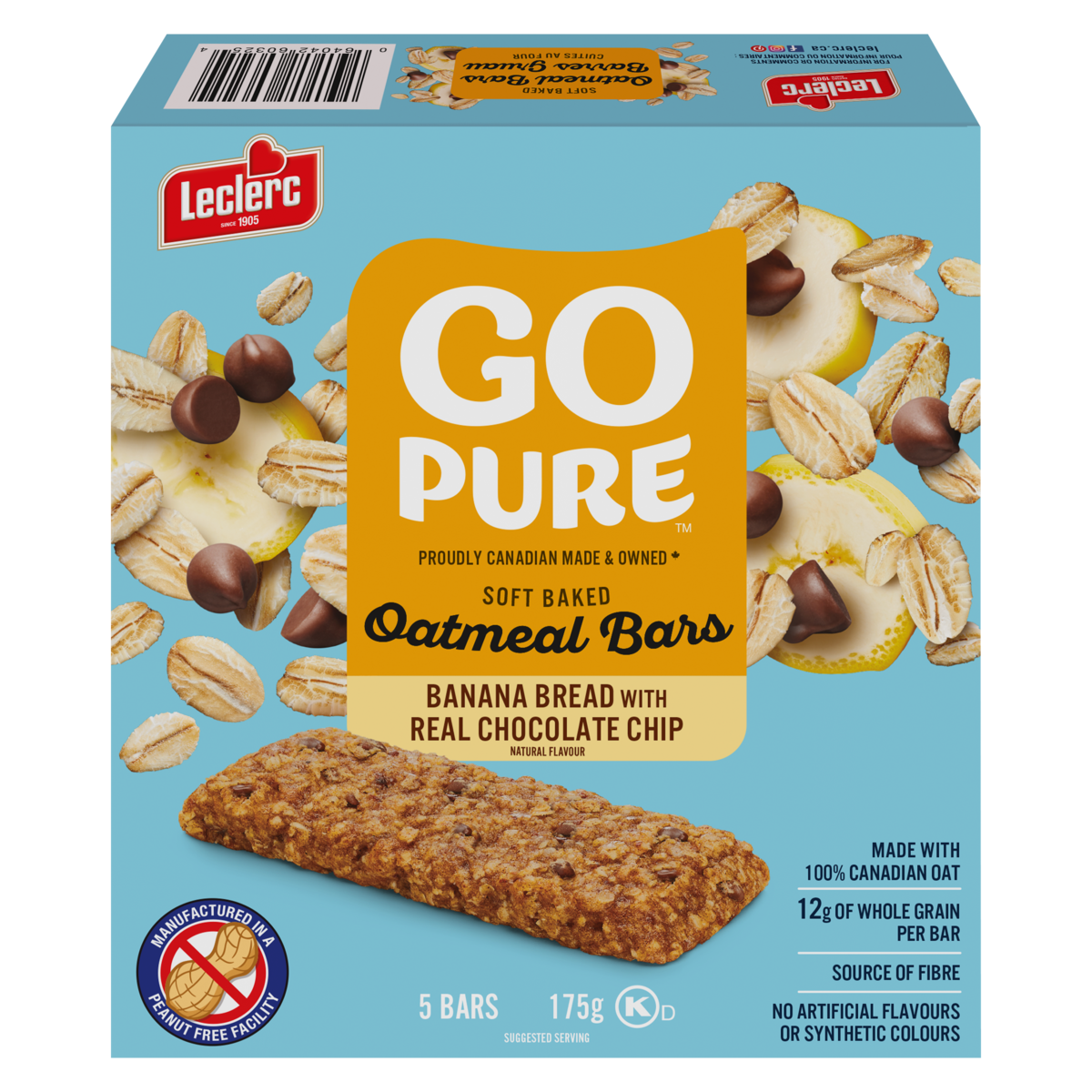 Go Pure Oatmeal Bars Banana Bread Chocolate Chip, 175 g