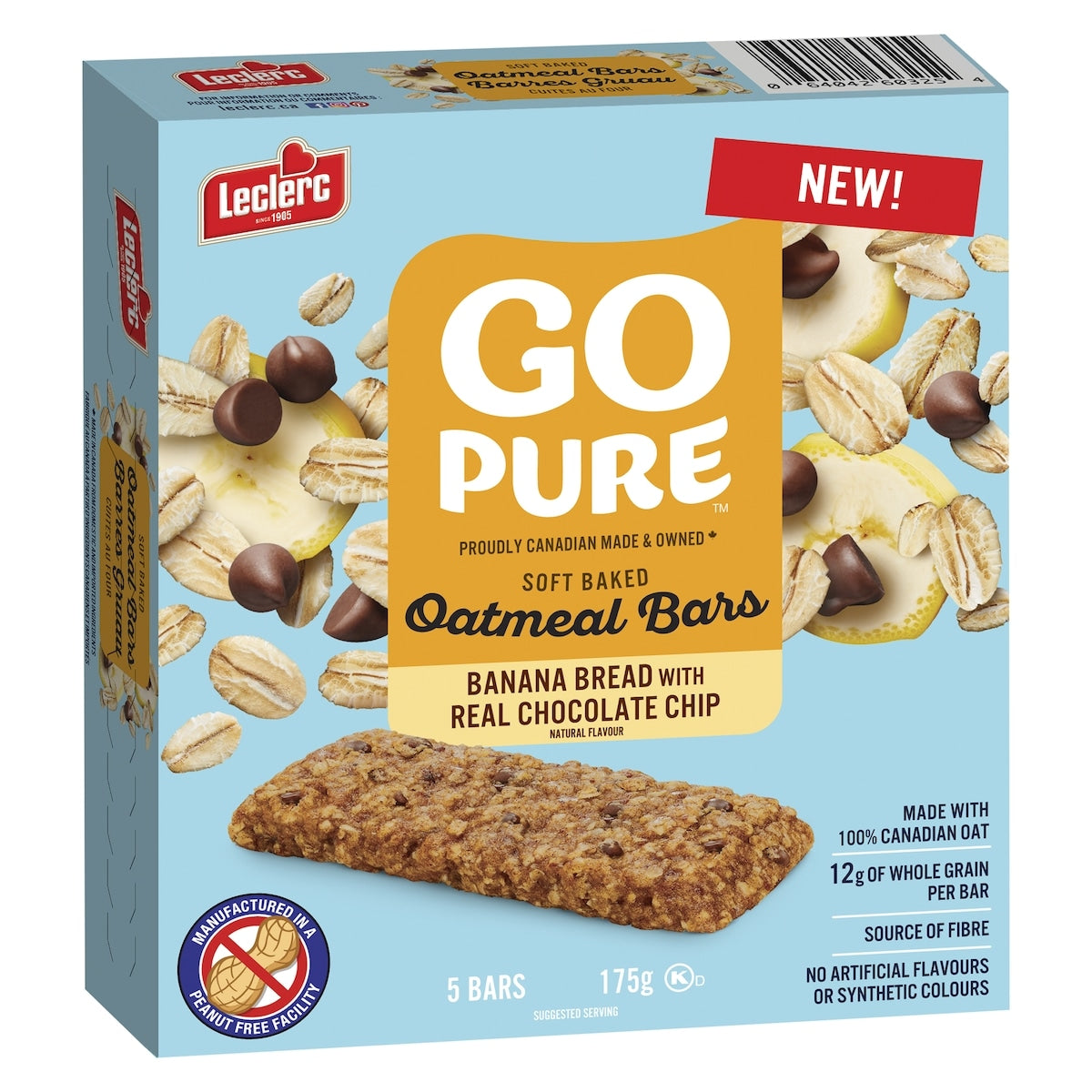 Go Pure Oatmeal Bars Banana Bread Chocolate Chip, 175 g