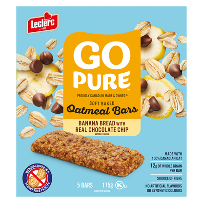 Go Pure Oatmeal Bars Banana Bread Chocolate Chip, 175 g