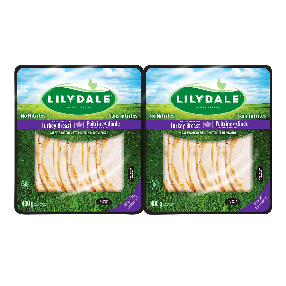 Lilydale Oven Roasted Sliced Turkey Breast, 2 × 400 g