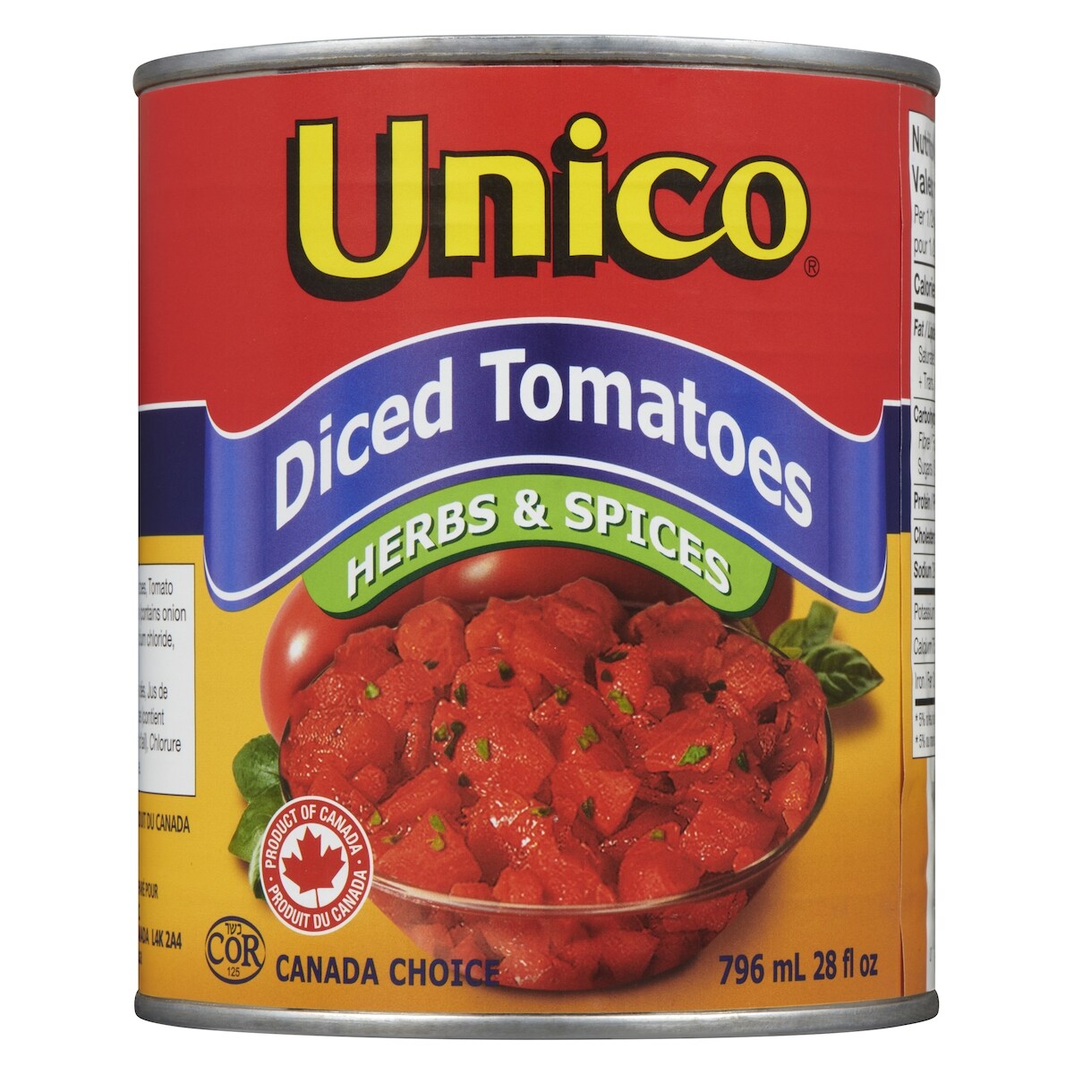Unico Diced Tomatoes, Herbs & Spices, 796 mL