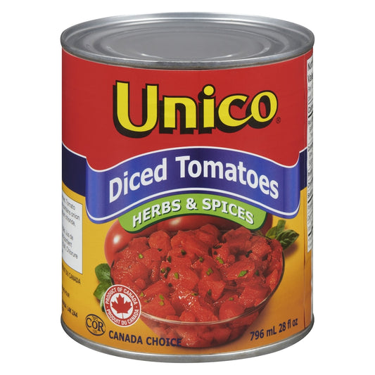 Unico Diced Tomatoes, Herbs & Spices, 796 mL