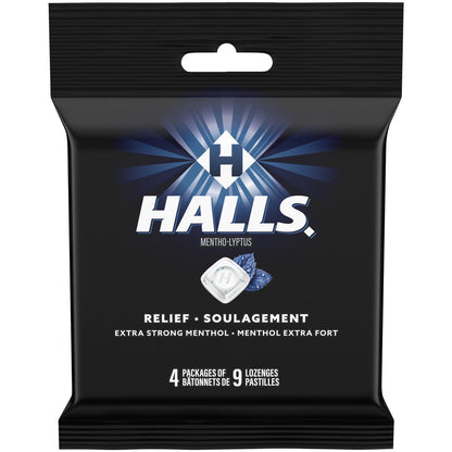 HALLS Extra Strong Menthol Cough Drops, Mentho-Lyptus, 36 count