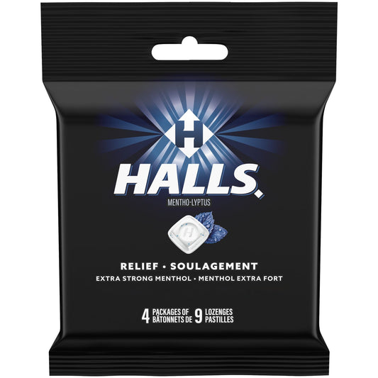 HALLS Extra Strong Menthol Cough Drops, Mentho-Lyptus, 36 count