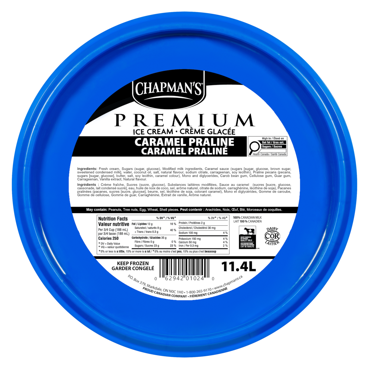 Chapman's Premium Caramel Praline Ice Cream, 11.4 L