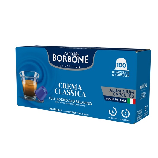 Caffé Borbone Crema Classica Nespresso Compatible Aluminium Capsules, 100 count