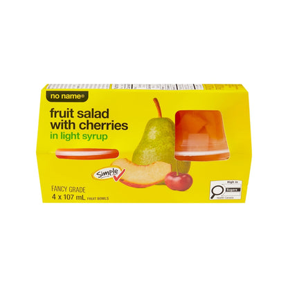 No Name Fruit Salad with Cherries in Light Syrup Fruit Bowls, 4 × 107 mL