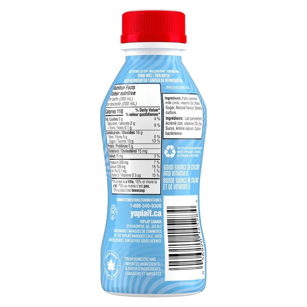 Yoplait Yop 1% Drinkable Yogurt, Vanilla, 200 mL