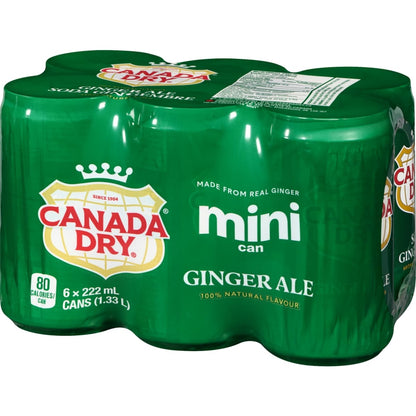 Canada Dry Ginger Ale, 6 × 222 mL