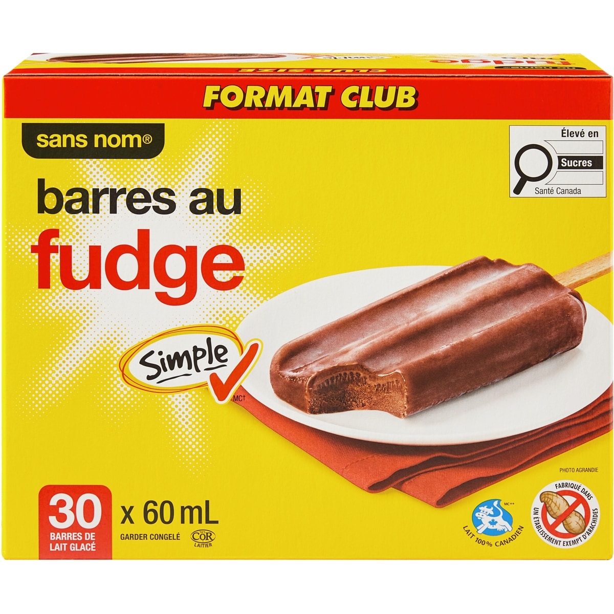 No Name Ice Milk Fudge Bars, 30 × 60 mL