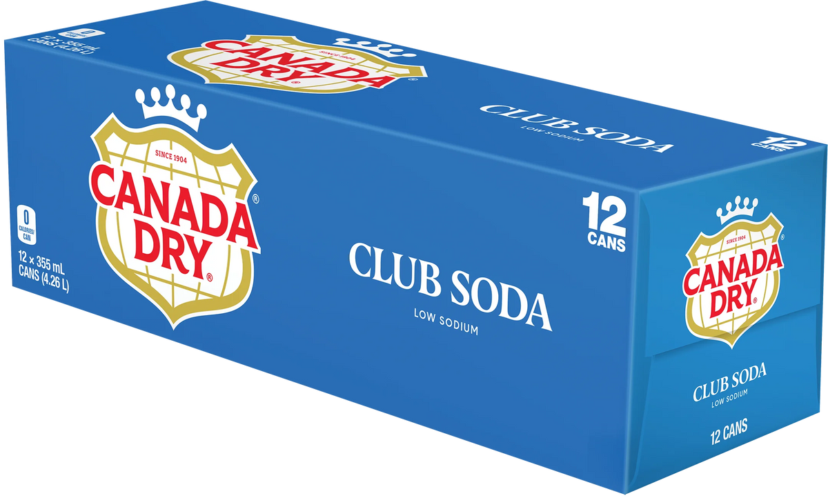 Canada Dry Club Soda Cans, 12 × 355 mL