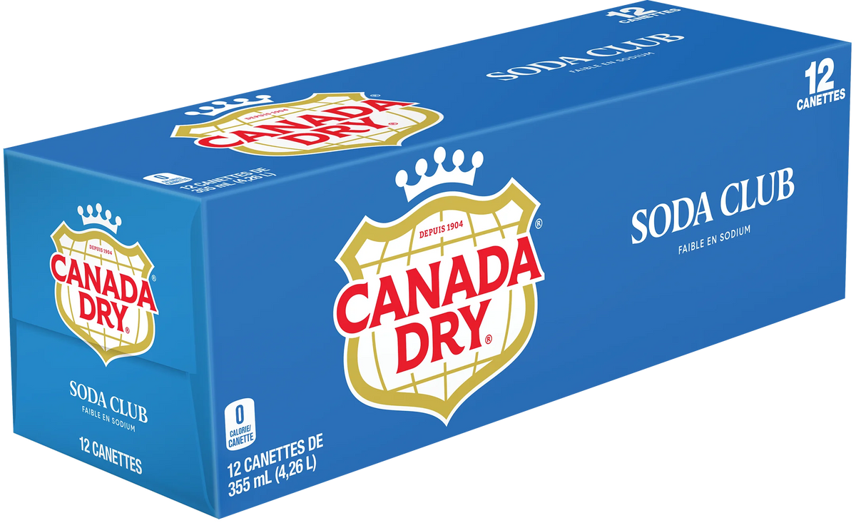 Canada Dry Club Soda Cans, 12 × 355 mL