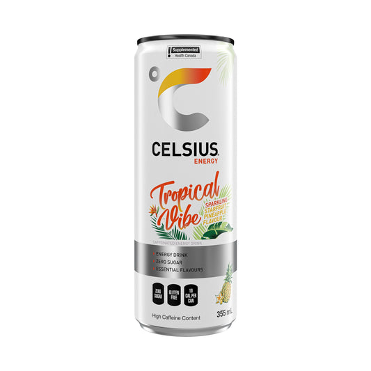 Celsius Tropical Vibe Zero Sugar Energy Drink Can, 355 mL