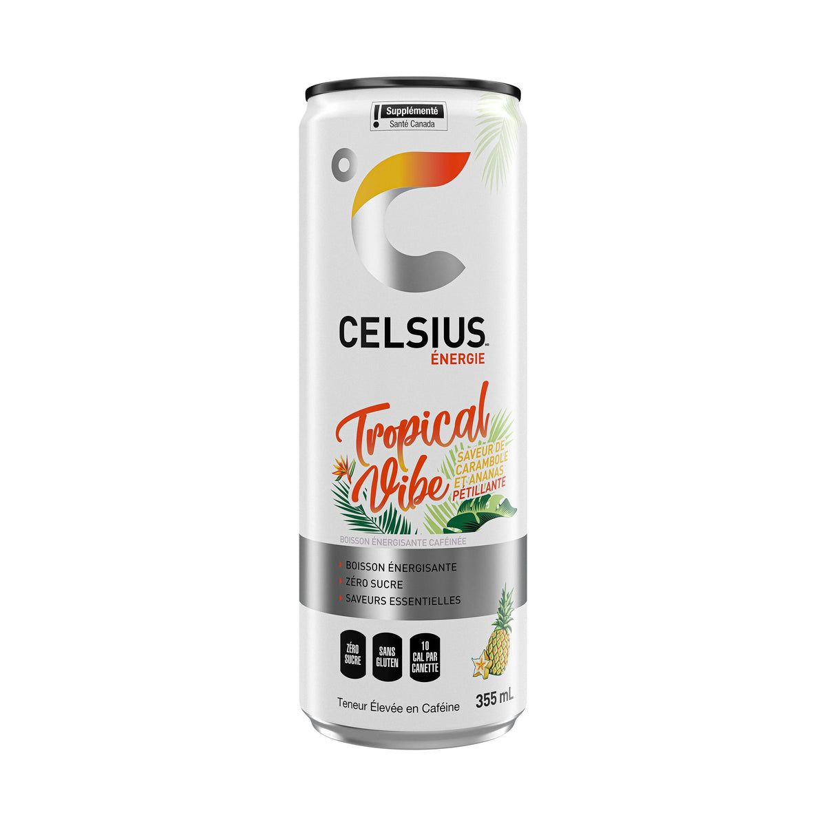 Celsius Tropical Vibe Zero Sugar Energy Drink Can, 355 mL