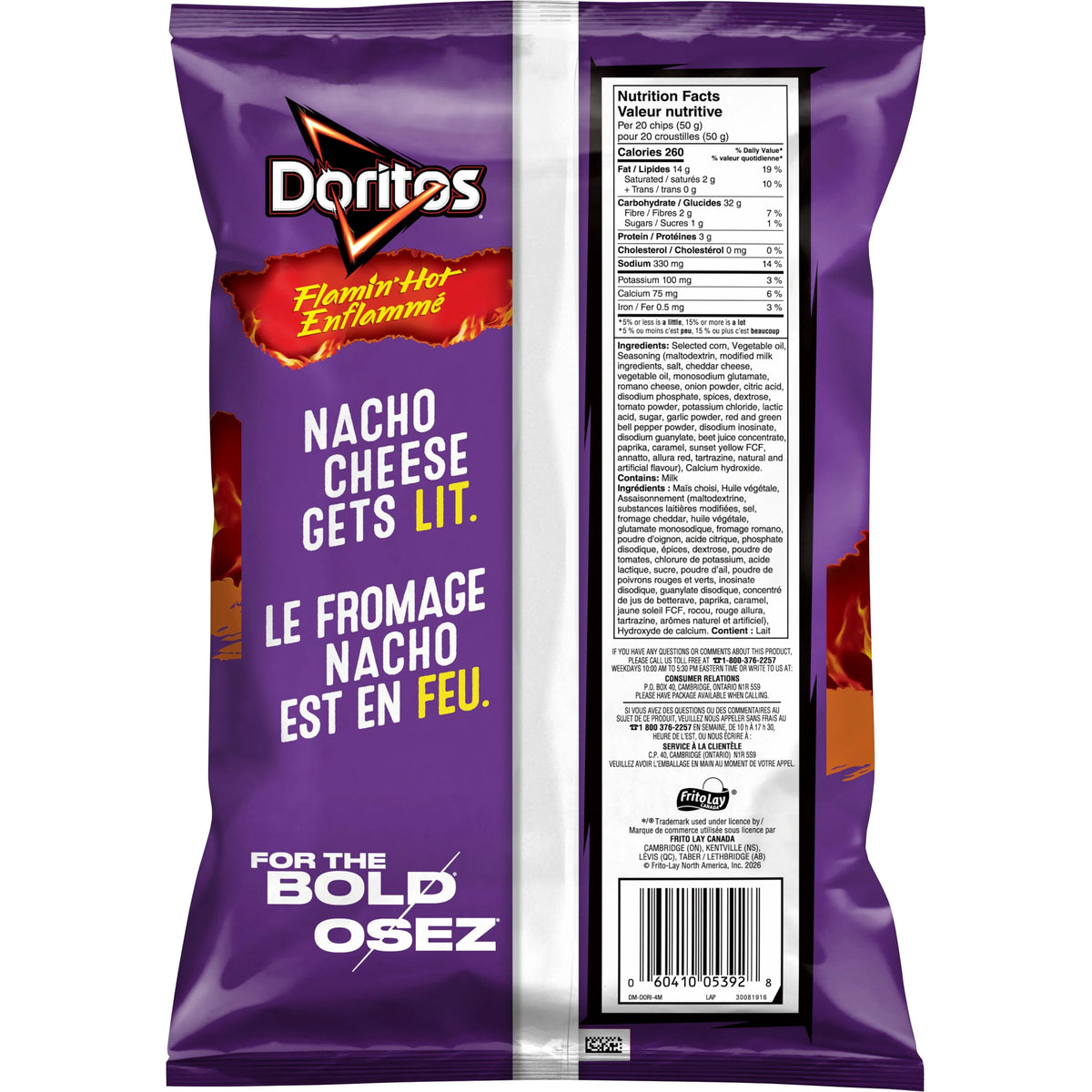 Doritos Flamin' Hot Nacho Flavoured Tortilla Chips, 210 g