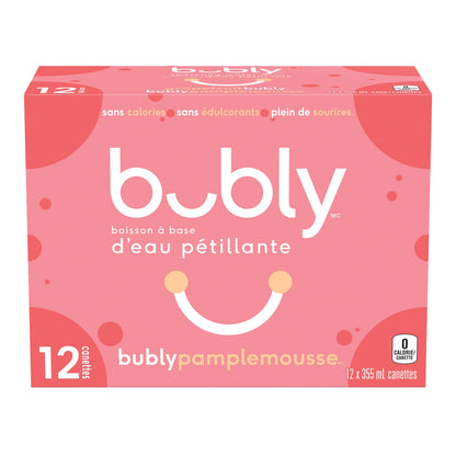 Bubly Grapefruit Sparkling Water Cans, 12 × 355 mL