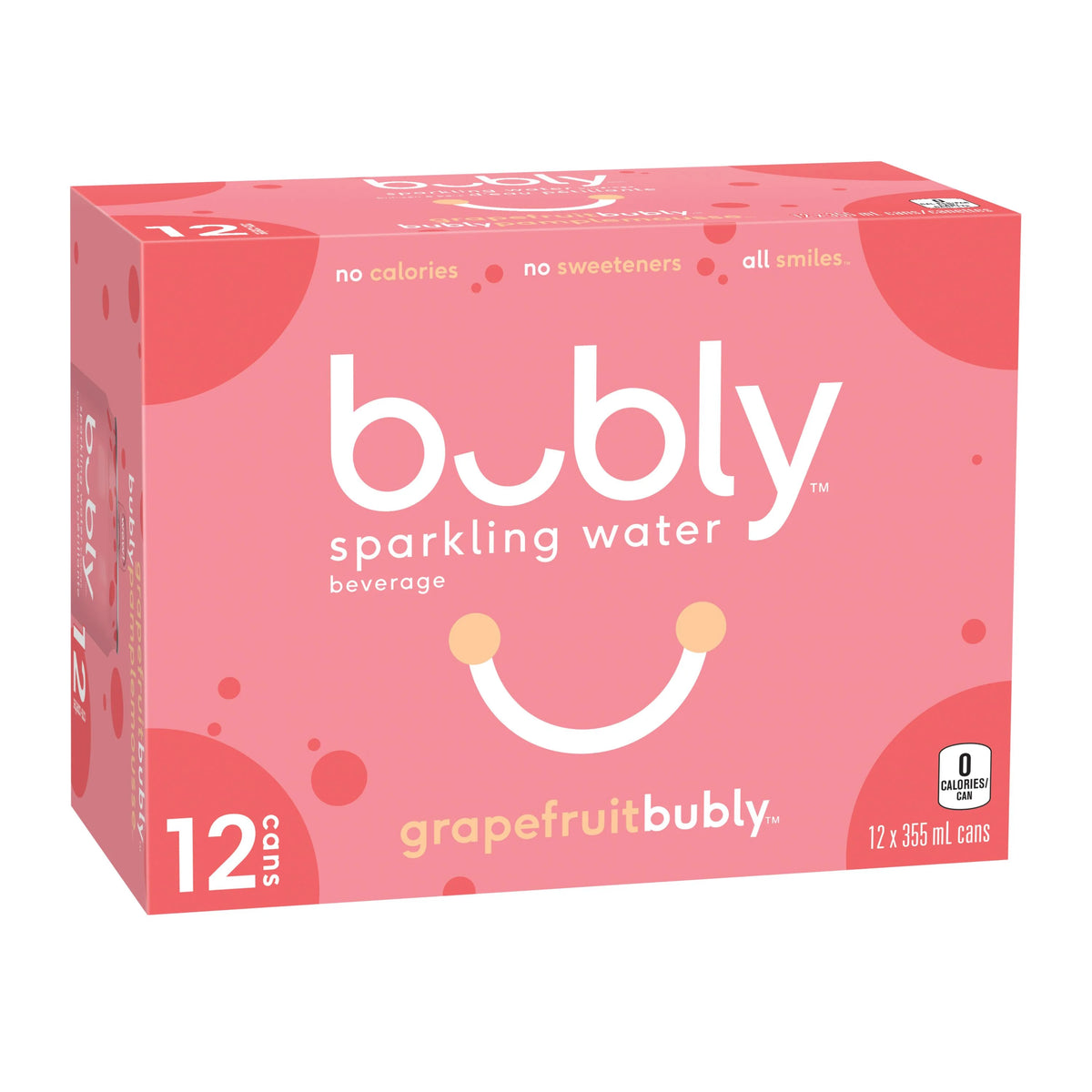 Bubly Grapefruit Sparkling Water Cans, 12 × 355 mL