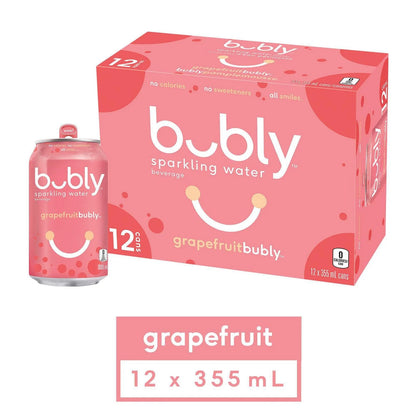 Bubly Grapefruit Sparkling Water Cans, 12 × 355 mL