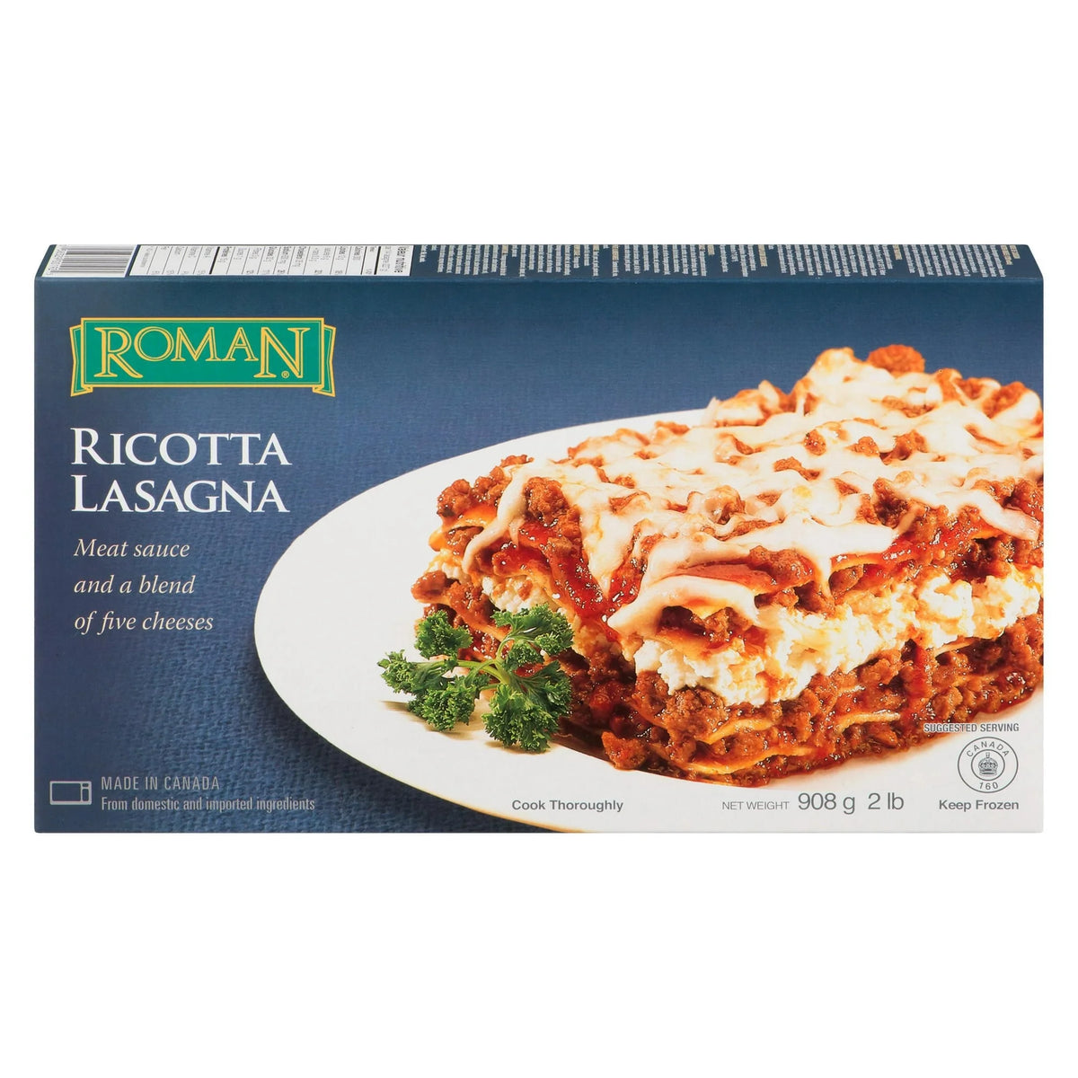 Roman Cheese Roman Ricotta Lasagna with Meat Sauce And A Blend of Five Cheeses, 908 g