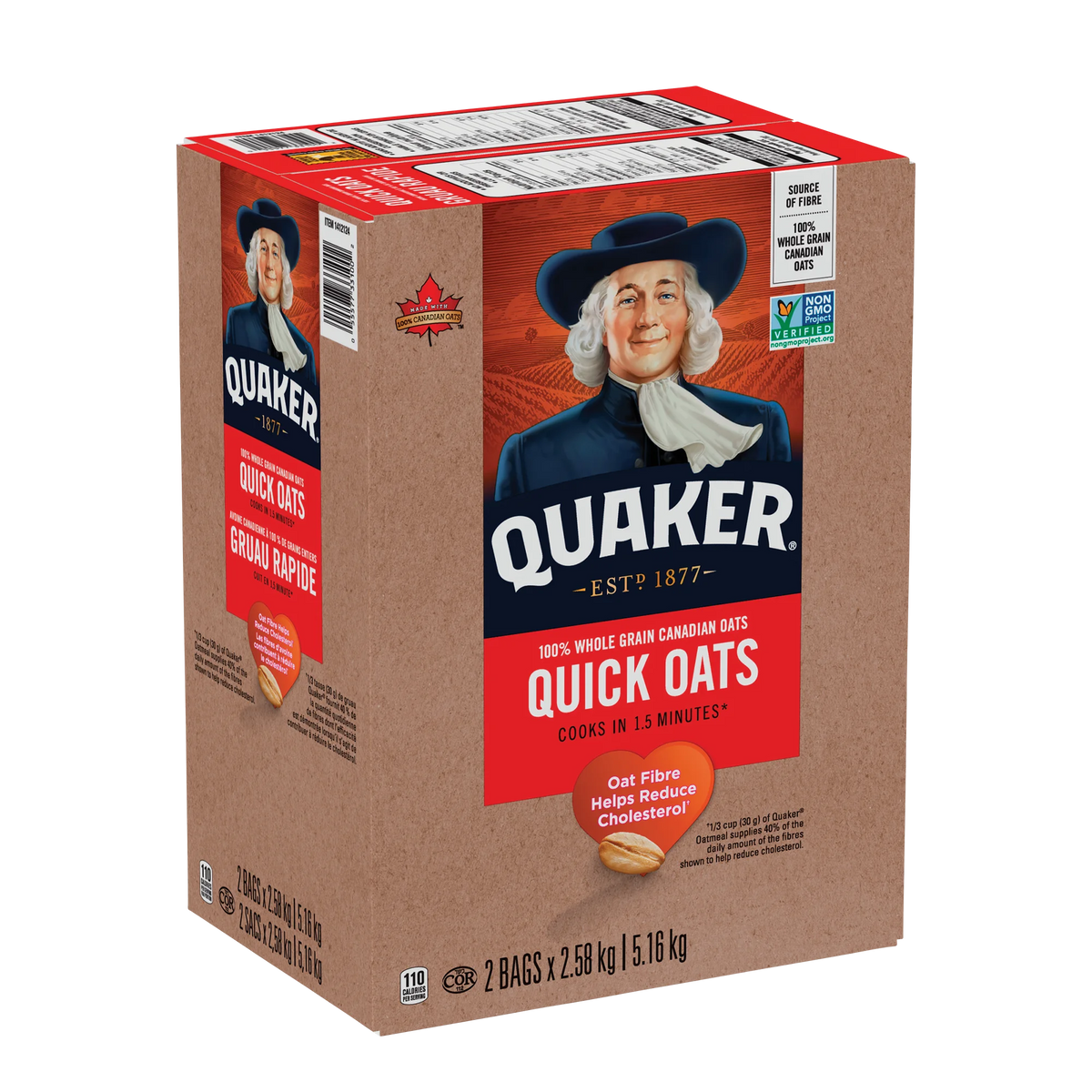 Quaker Quick Oats, 2 × 2.58 kg