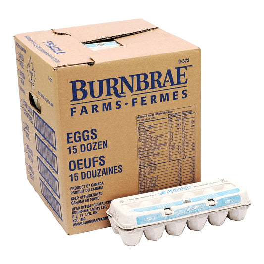 Burnbrae Farms Large White Eggs in Cartons, 15 dozen