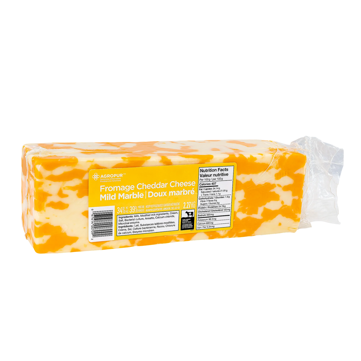 Agropur Mild Marble Cheddar Cheese, 2.27 kg