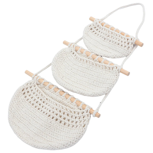 WINSKYALL Three-Layer Wood Hanging Basket, Assorted Color, 1 count