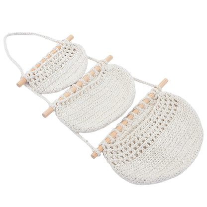 WINSKYALL Three-Layer Wood Hanging Basket, Assorted Color, 1 count