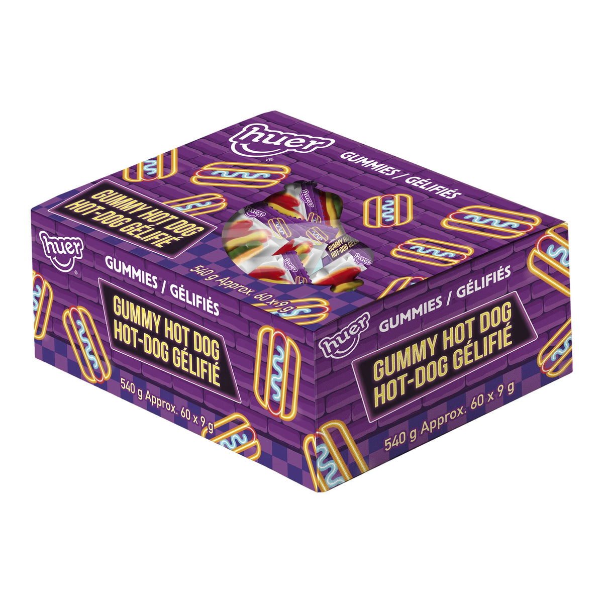 Huer Gummy Hot Dogs, 60 × 9 g