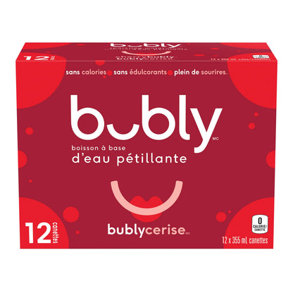 Bubly Cherry Sparkling Water Cans, 12 × 355 mL