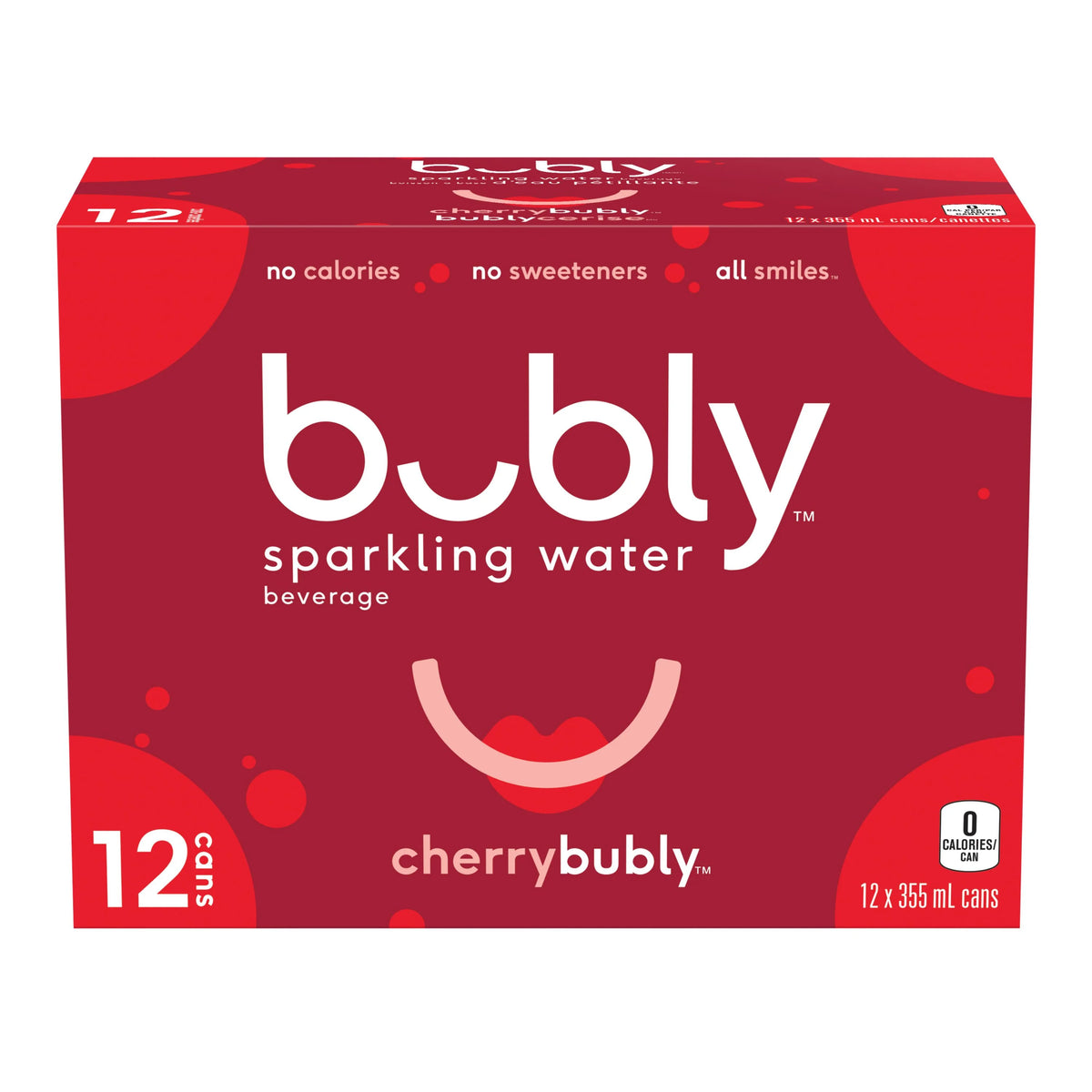 Bubly Cherry Sparkling Water Cans, 12 × 355 mL